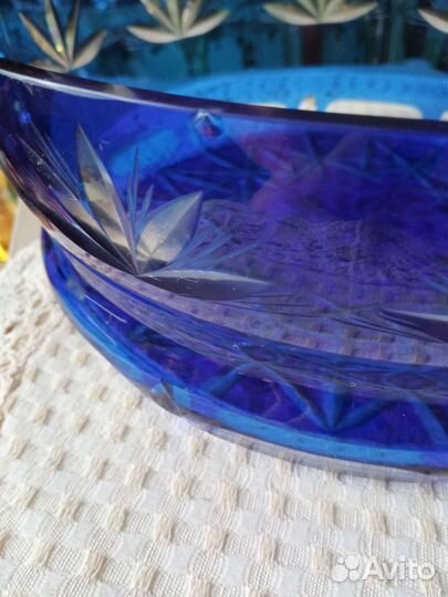 Ваза для фруктов цветное стекло СССР