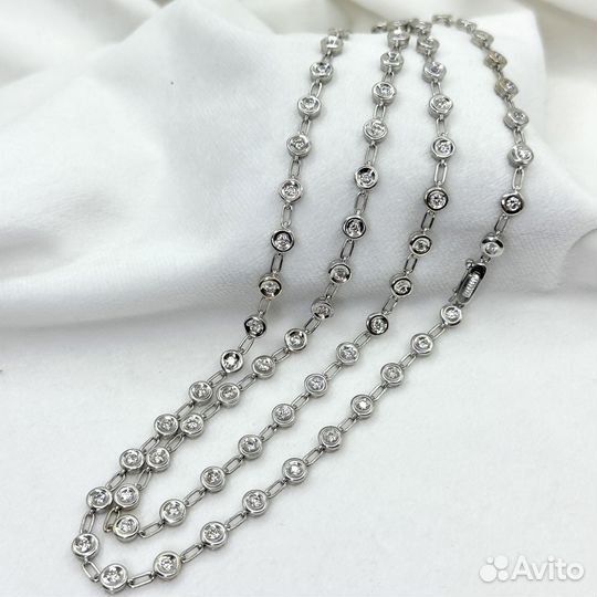 Золотая цепь ожерелье с бриллиантами 2,76 ct 750