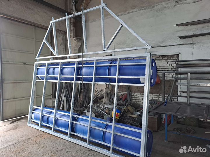 Изготовление понтонов из пластиковых бочек