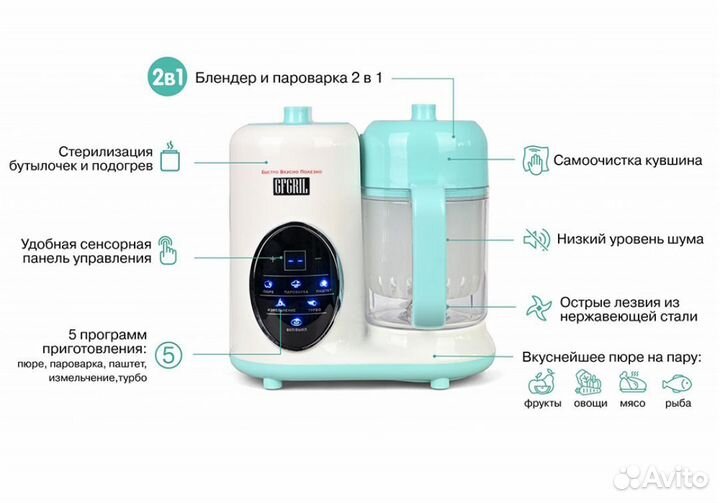 Пароварка блендер 2 в 1