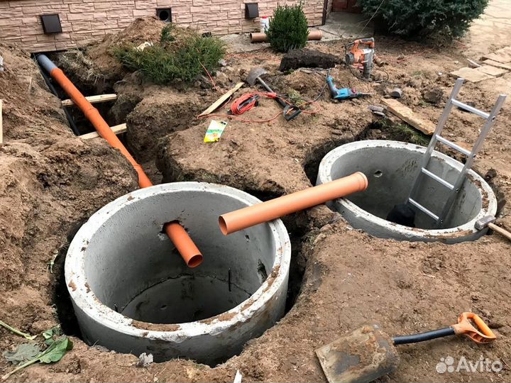Септик из бетонных колец под ключ с установкой