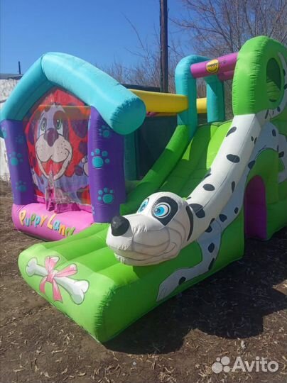 Надувной батут с горкой happy hop