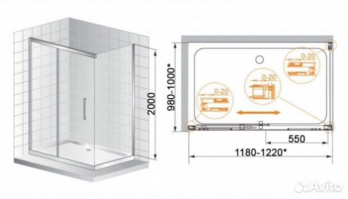 Душевой уголок Cezares premier-soft-W-AH-1-120/100