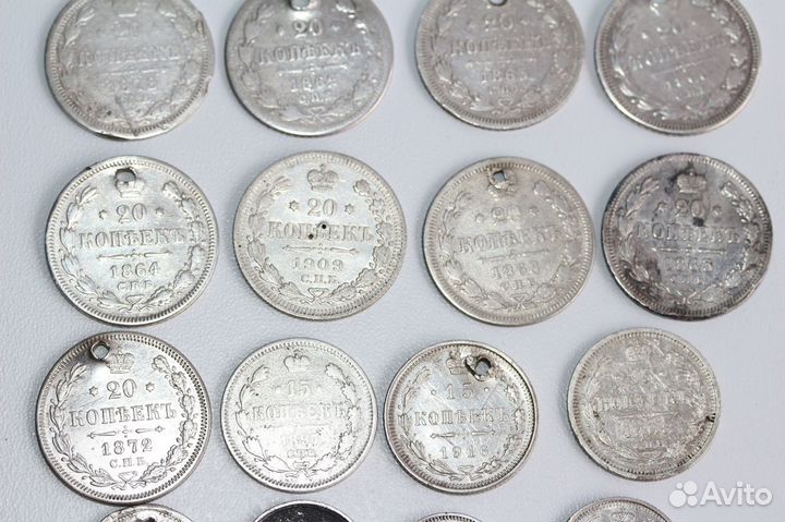 Старинные монеты серебро 20шт