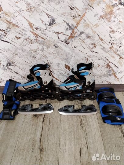 Ролики коньки детские 2 в 1 с защитой