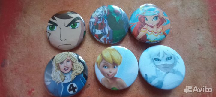 Коллекционые значки Винкс Марвел Хаск Хазбин итд