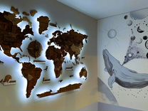 3D карта на стену из дерева с подсветкой