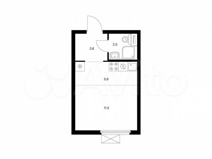 Квартира-студия, 23,5 м², 11/25 эт.