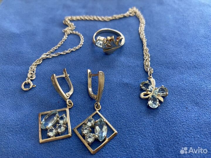 Серебряное кольцо, цепочка, браслет, сережки
