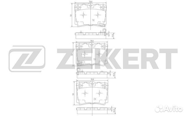 Колодки тормозные задние (78.8*59.2)