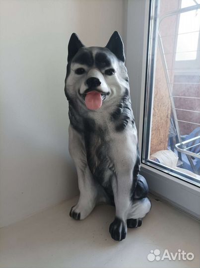 Статуэтка копилка собака хаски керамика