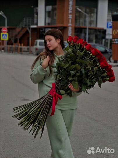 Метровые высокие розы Букет цветов Доставка