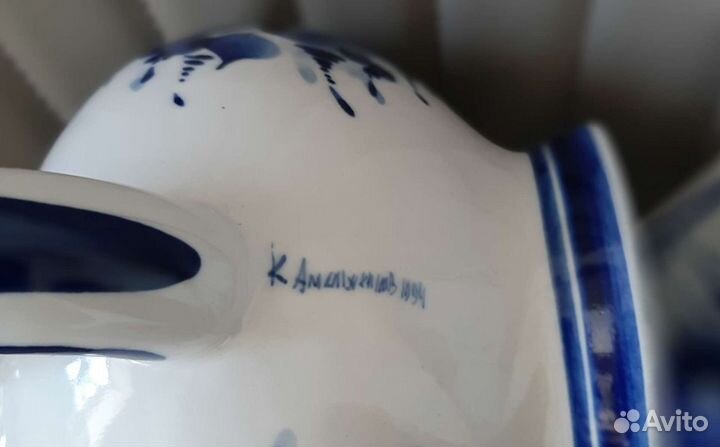 Чайник и доска для сыра гжель. Авторские работы