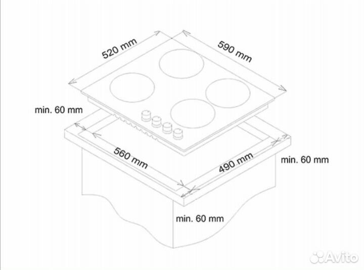 Варочная поверхность Эл.,2к, 4к, новая, от