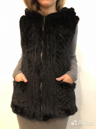 Жилет из вязанной норки