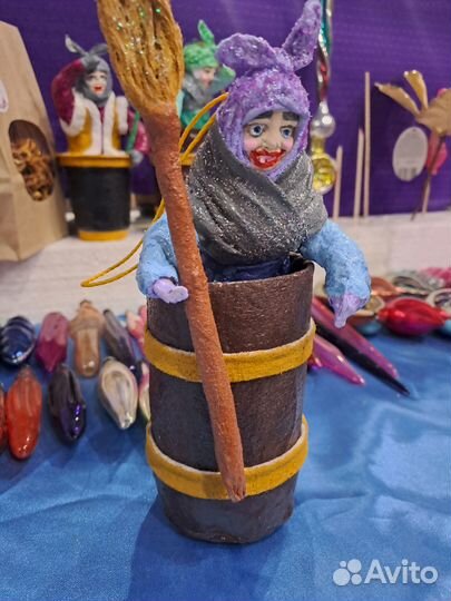 Ватные елочные игрушки.Баба Яга