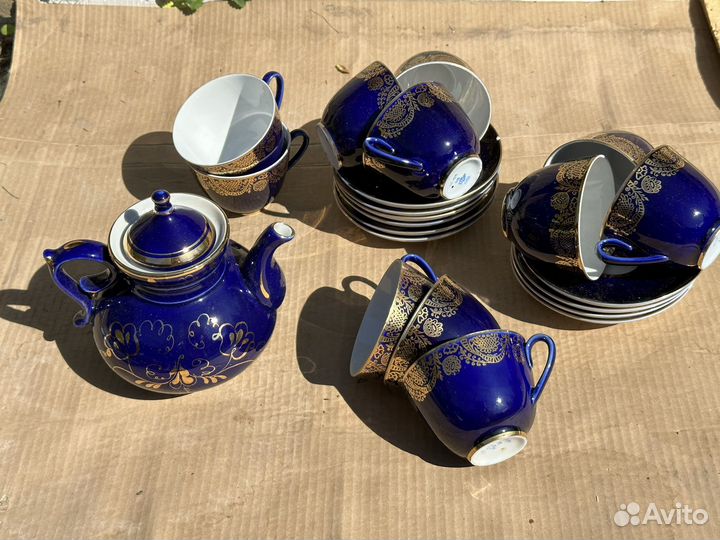 Чайный сервиз лфз кобальтовый СССР