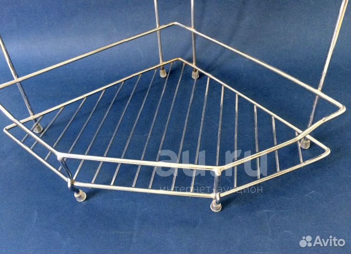 Полка угловая на кухню стальная на ножках и подвес