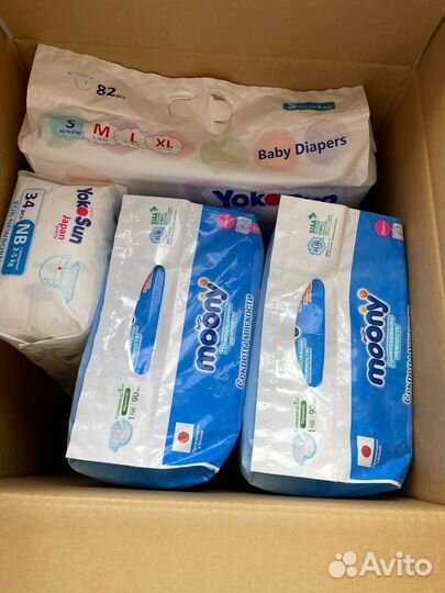 Японские подгузники Moony / Yokosun, много пачек
