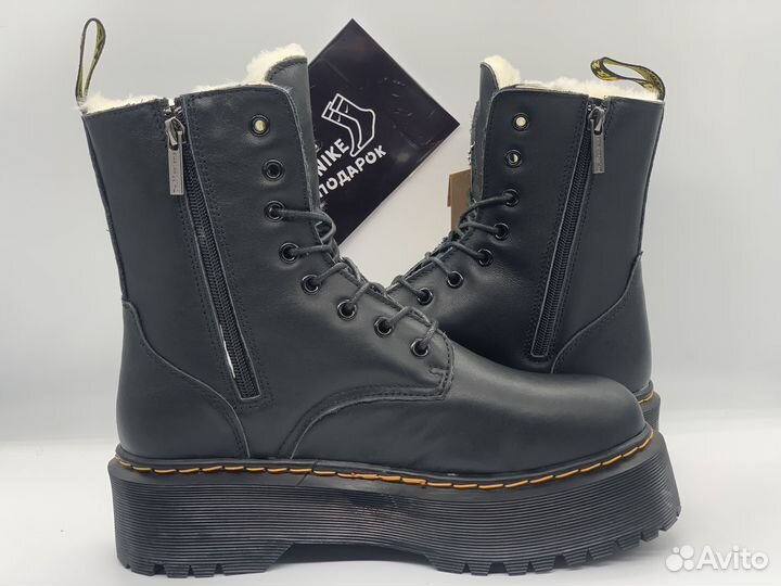 DR. Martens 1460 Jadon Black Platform Белый мех