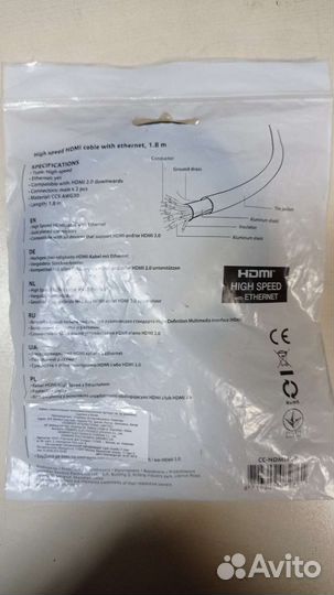 Кабель hdmi 1,8 м с Ethernet