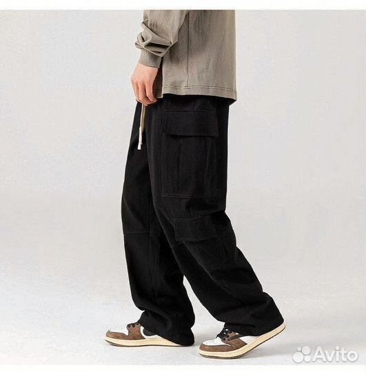 Брюки карго мужские женские чёрные