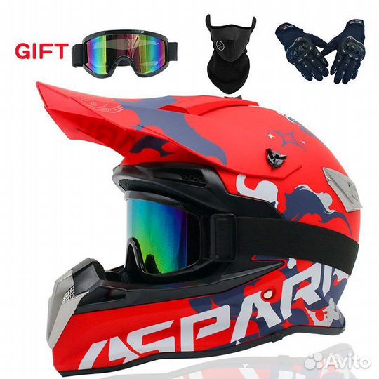 Новые шлемы для мотокросса + очки, перчатки, маска