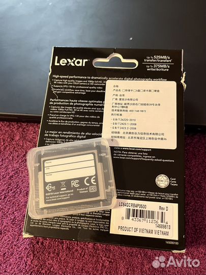 Карта памяти CFast 2.0 Lexar 3500x 64GB