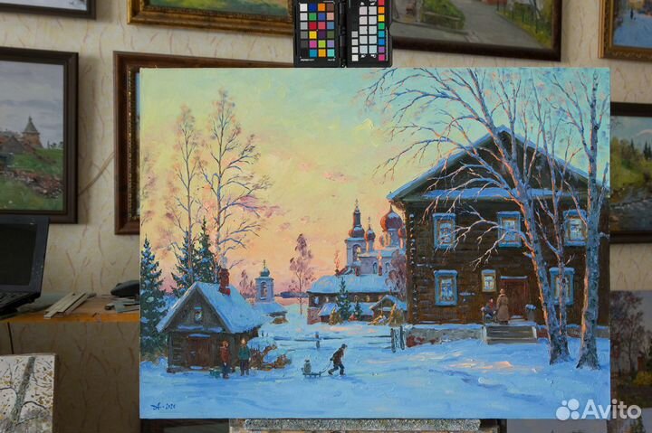 Картина Зимний вечер в Горицах. Александр Александ