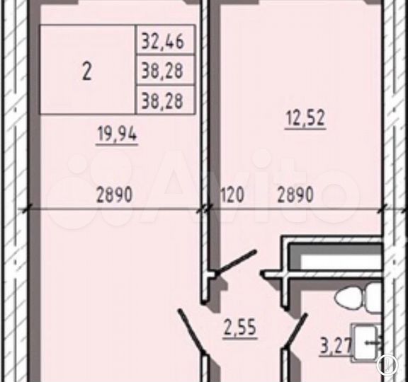 1-к. квартира, 36 м², 2/5 эт.