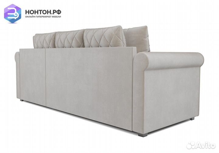 Угловой диван дельфин Берлин вельвет бежевый