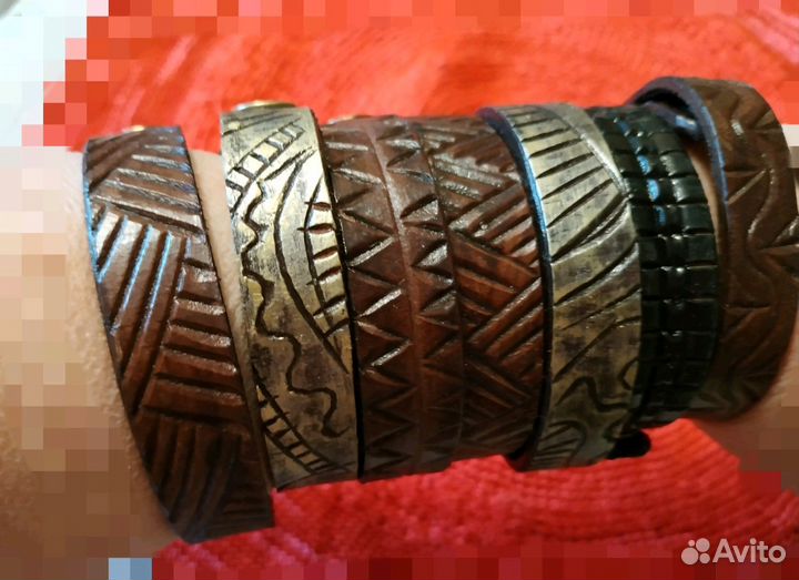 Узкие браслеты из ременных заготовок, унисекс