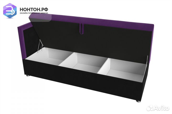 Детский диван Дюна микровельвет фиолетовый / черны