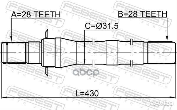 Полуось правая 28X431X28 KIA sportage 10- 2212spsl