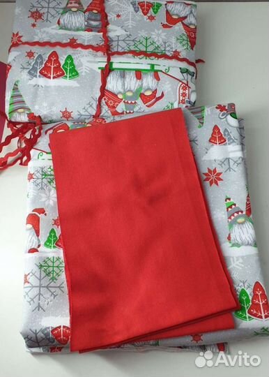 Ткань футер 2х нитка новогодний