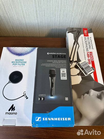 Микрофон Sennheiser E-835S+стойка+поп-фильтр