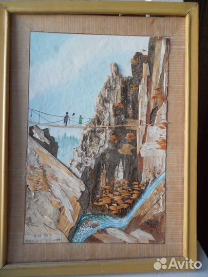 Старинная картина из бересты