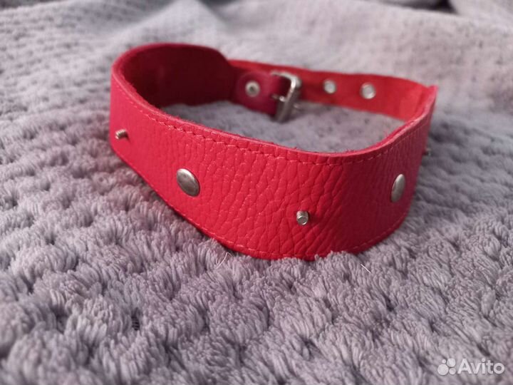 Чокер красный кожаный Ошейник