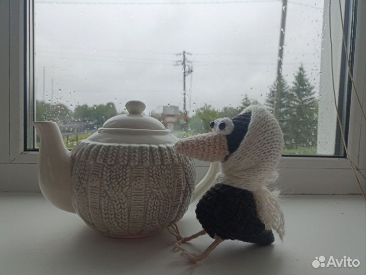 Игрушка вязаная ворона