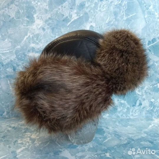 Шапка зимняя мужская натуральный мех и кожа
