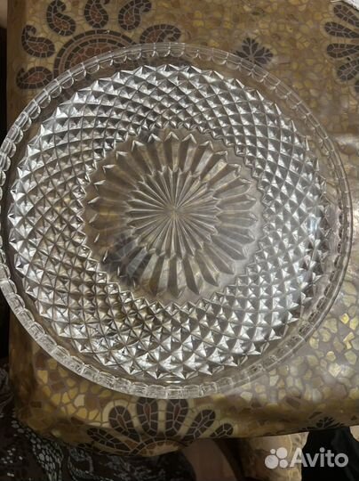Хрустальная тарелка поднос вазочка