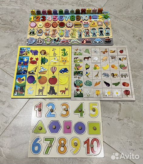 Мозаики, пазлы деревянные, бочонки, целиндры