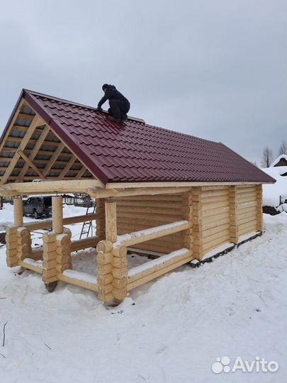 Сруб дома баня