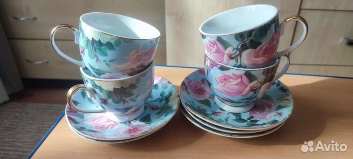 Чашка с блюдцем фарфор в позолоте