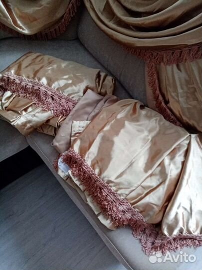 Роскошные портьеры бронзовые с ламбрекеном