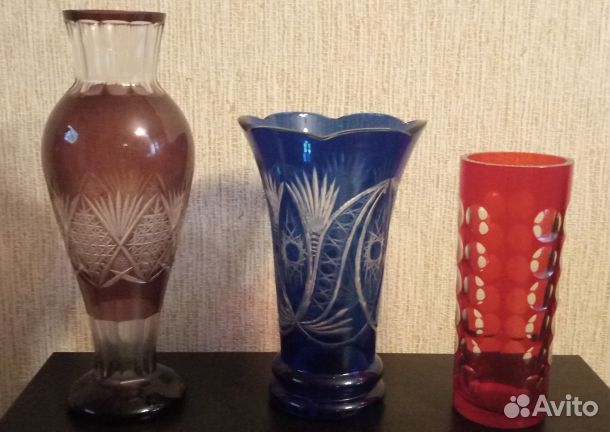 Вазы из цветного хрусталя. СССР