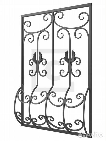 Решётка на окно дутая кованая 6-59