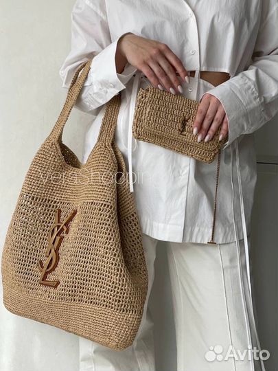 Сумка Saint Larent YSL Icare Raffia