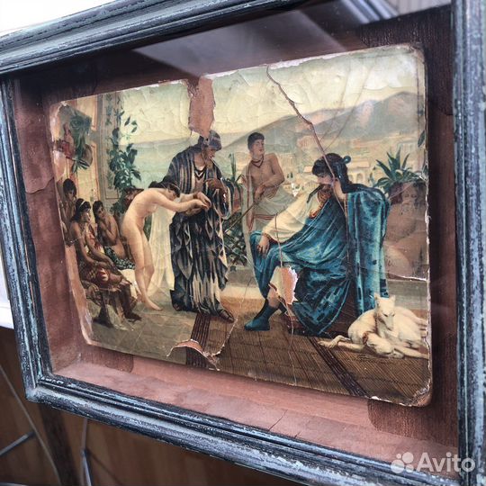Картина под стеклом старинная