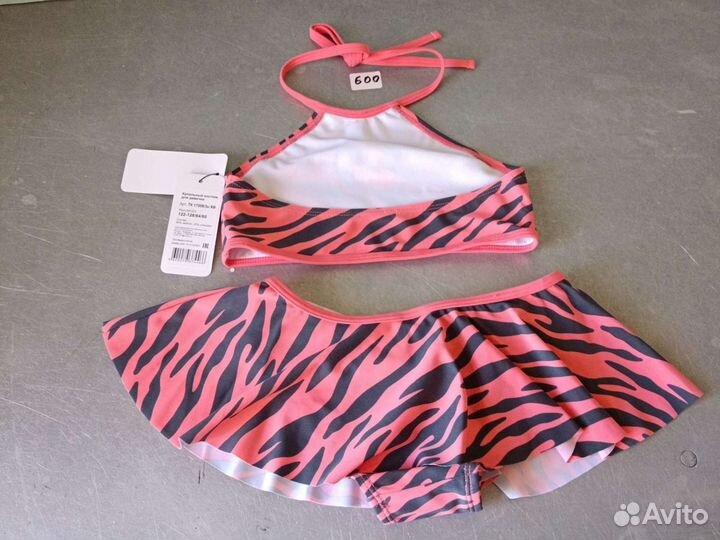 Купальник детский с юбкой розовый